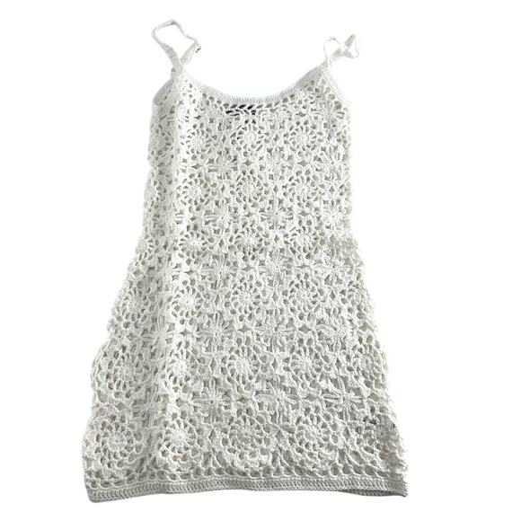 Frankies Bikinis Women's White Sunshine Crochet Mini Dress Size XS - Picture 6 of 10